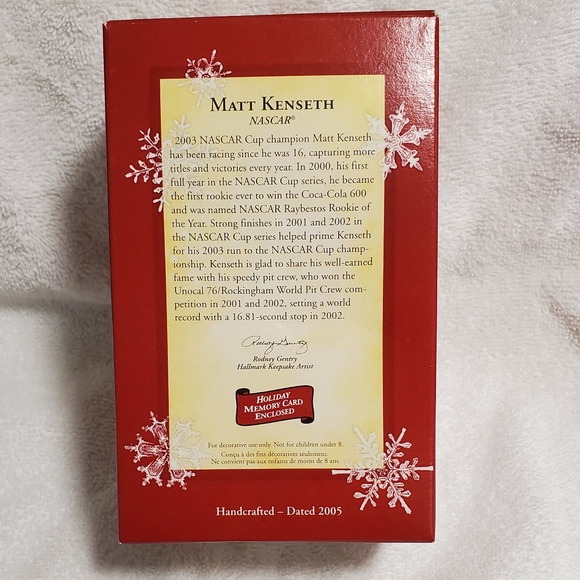 NEW IN BOX HALLMARK KEEPSAKE ORNAMENT NASCAR MATT KENSETH #17 2005 - Picture 2 of 5